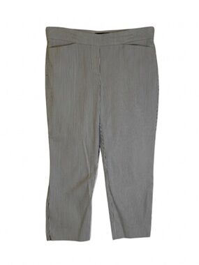 HILARY RADLEY Pinstripe Cropped Pants, Women’s L, Blue White